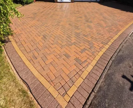 Blocked paved driveway after cleaning